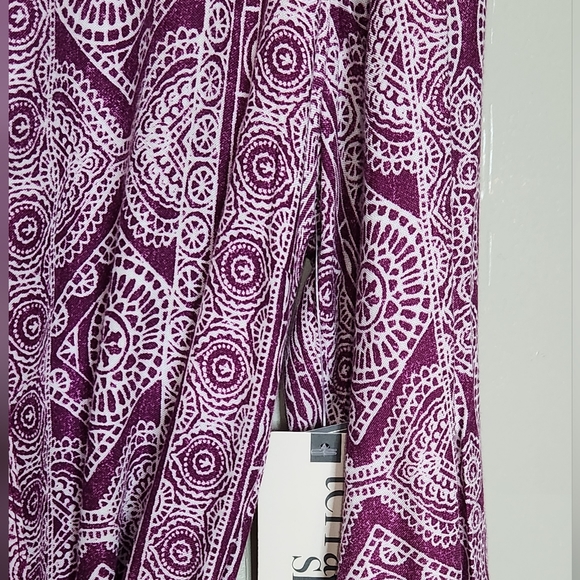 Terra & Sky size 14W Rayon Burgundy and white boho dress tie at waist - Picture 4 of 15